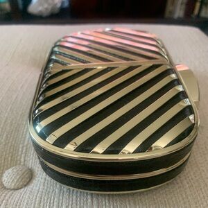 Handbag with chain, gold & black- clutch or shoulder chain